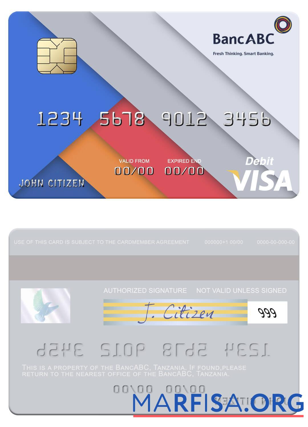 Blank Tanzania BancABC visa debit card template